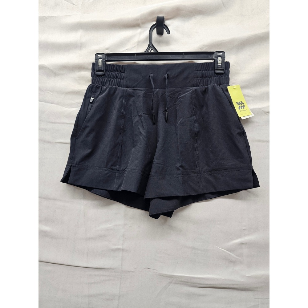 All in Motion Womens Mid Rise Woven Shorts Black Polyester Blend Size Small